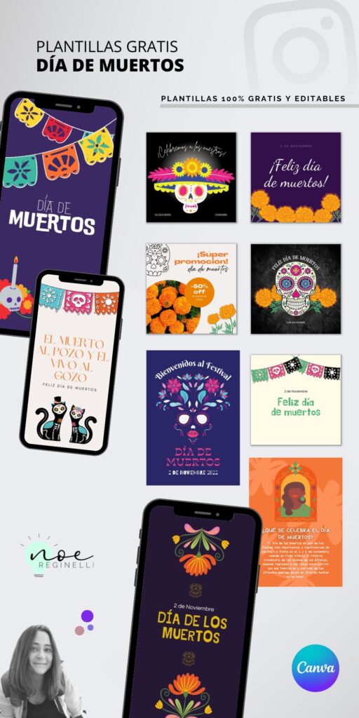 Plantillas para Día de Muertos editables