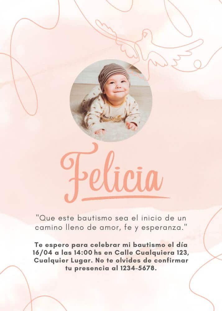 Invitación de Bautizo Niña Editable Para Imprimir