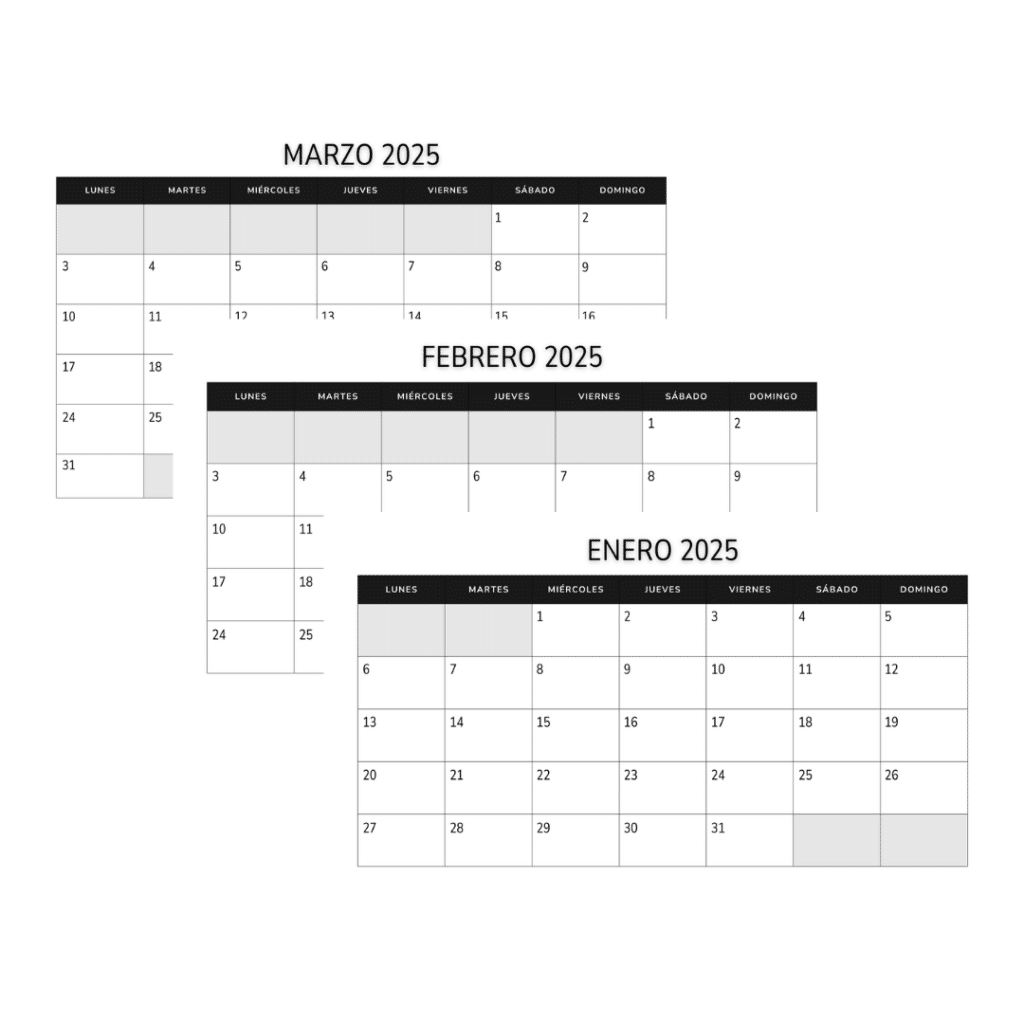 Calendarios Listos para Imprimir Gratis en Canva