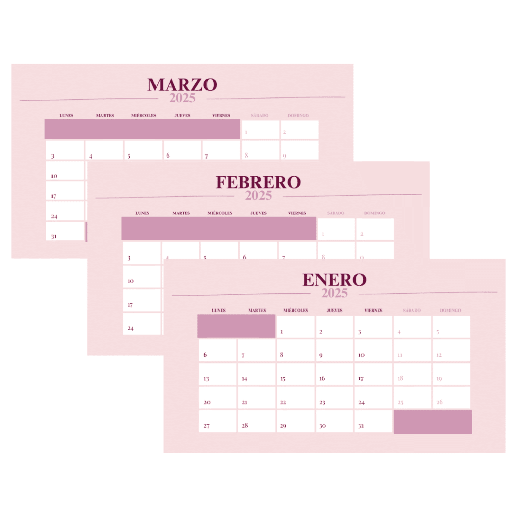 Calendarios Listos para Imprimir Gratis en Canva