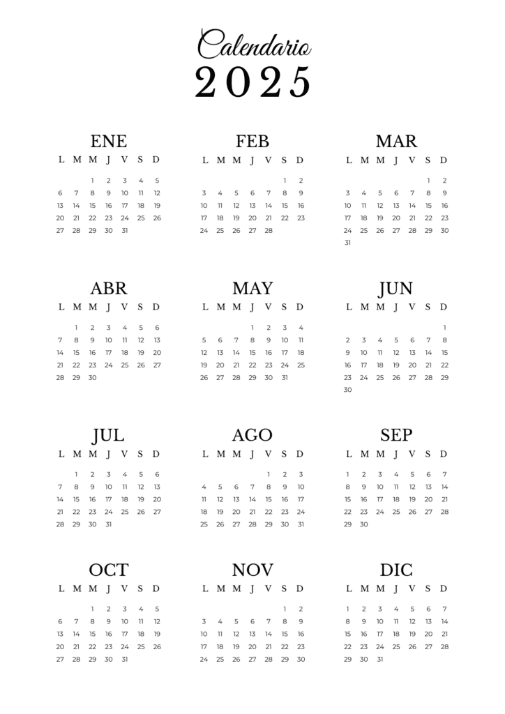 Calendarios Listos para Imprimir Gratis en Canva